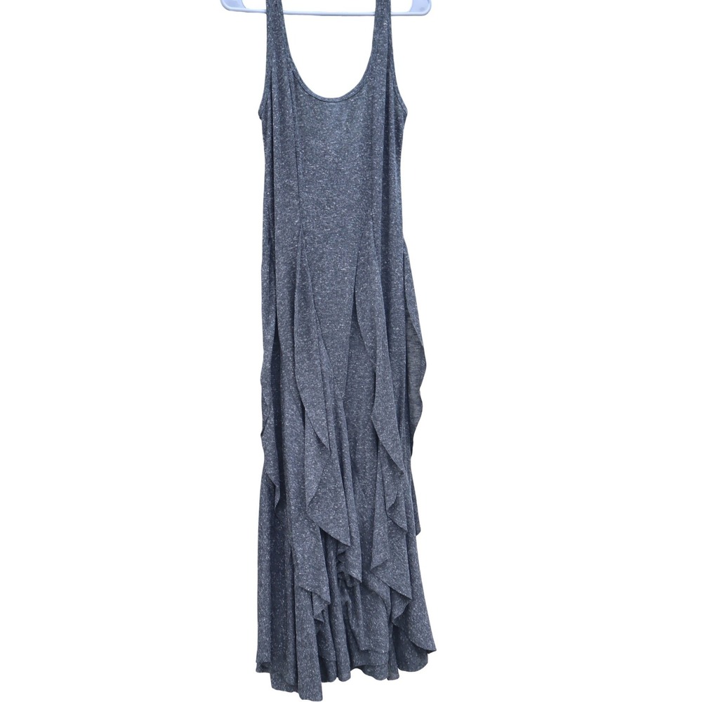 Free People FP Beach Women‎ Grey  Knit Ruffle Tiered Maxi Dress Medium Long54"